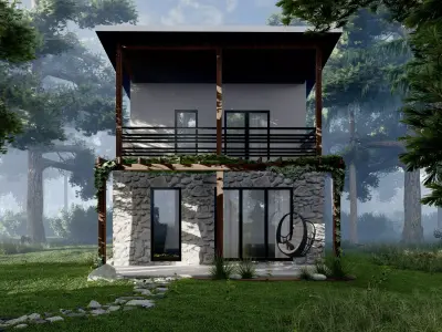 Forest home - 3D Model and Lumion exterior scene 3D model