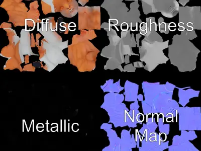 Muscular Elderly Warrior in Tank Top and Shorts  Rigged D Model Low-poly 3D model