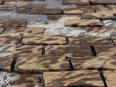 Wood Planks with Plaster PBR Texture