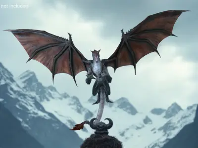 Fantasy Dragon Creature and Skeleton Rigged Collection 3D model