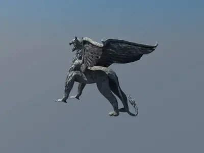 Stone Gryphon Low-poly 3D model