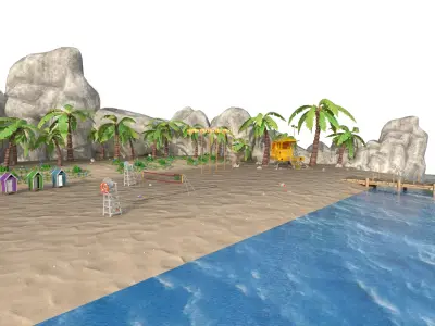 beach cartoon 3D model