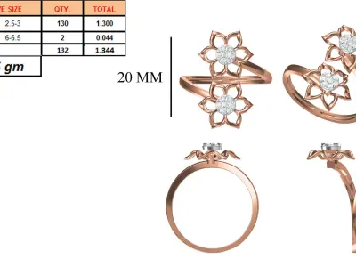 Light Weight Wedding Engagement Women Ring STL JCD Details 3D print model 15