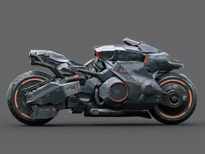 SciFi Motorcycle Low-poly 3D model