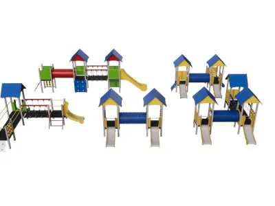 Kids Playground swing playset playhouse street workout PACK 3D model