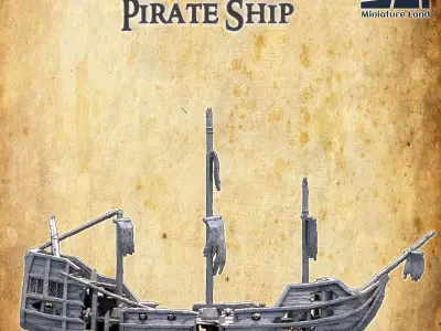 Ruined Pirate Ship Tabletop Terrain 28 MM 3D print model