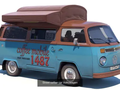  Street food and coffee  trucks 3D Model Pack