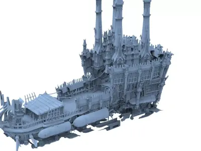Fantasy Pirate Ship hull base 5 3D model