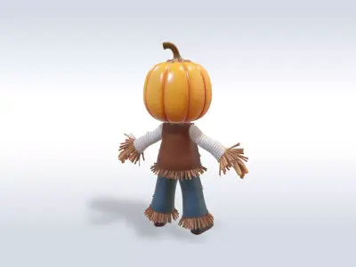 Adorable Scarecrow Halloween Character 3D model