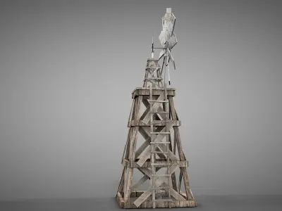 Old Windmill Low-poly 3D model
