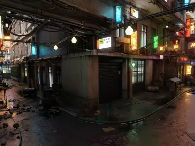 China-Themed Cyberpunk Street 3D model
