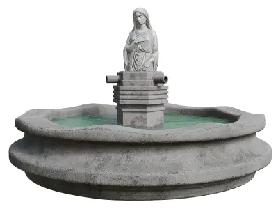 Stone Fountain with Classical Woman Statue  Low-poly 3D model