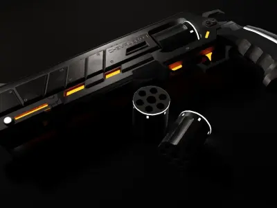 Magnetic Revolver Game Ready Low-poly 3D model