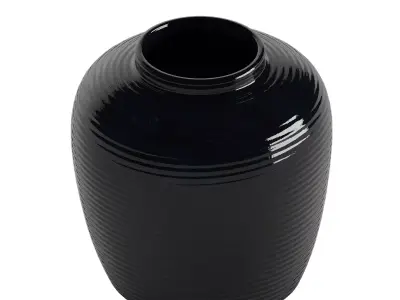 Ribbed Stoneware Table Vase in Noir 3D model