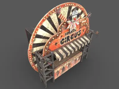 Old Horror Circus Stand 3D model