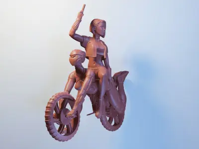 Minamoto woman riding bike 3D print model