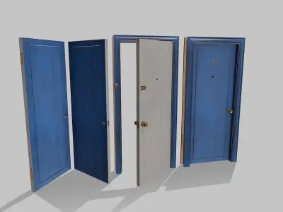 Door light blue 04 Low-poly 3D model