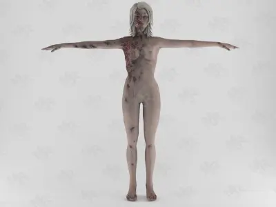 Female Zombie1 Animations Pack Low-poly 3D model