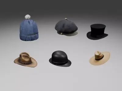 Hats 3d models low poly flat textures Free low-poly 3D model