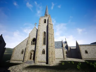 Modular Gothic Church Low-poly 3D model