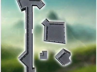 Modular set of stone defensive walls with forts 2 - Medieval Got 3D print model