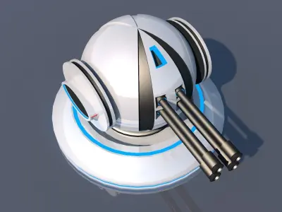 Sci Fi Robotic Machine Gun Low-poly 3D model