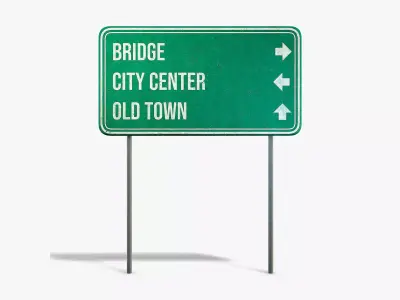 Street Info Sign Low-poly 3D model