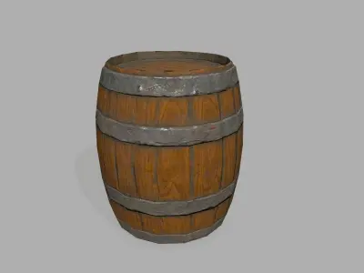 Wooden Barrel Low-poly 3D model