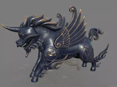 Ancient Chinese Bronze Lion 3D model