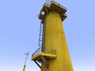 Wind power plant - seamless textures - mid poly - industrial 3D model