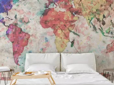 Watercolor World Map Wall Texture  Texture