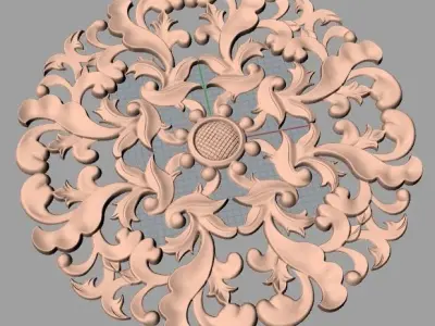 Furniture decoration round flower 3D STL model for CNC E891 3D model