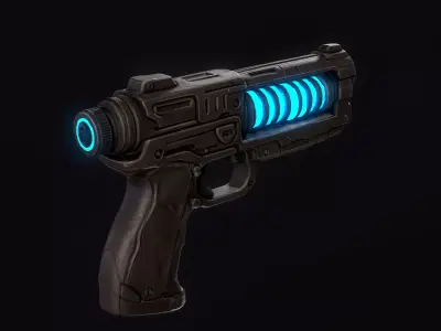 Sci-Fi Blaster Pistol Low-poly 3D model