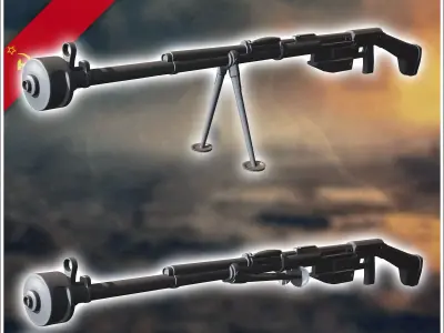 PTRS-41 anti-tank rifle 12 - Soviet army WW2 Second World East f 3D print model