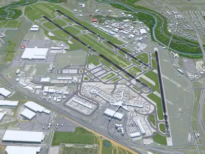Cleveland Airport 10km Low-poly 3D model