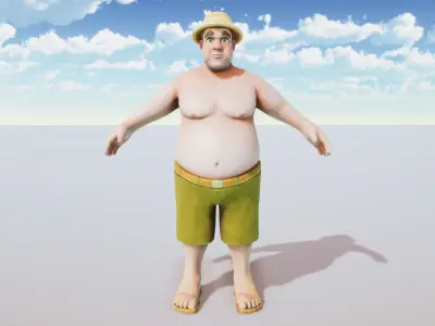 Stylized Character Tourist Rigged with Shape Keys Extra Texture Low-poly 3D model