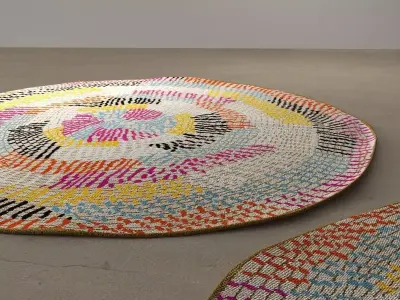 Panier multicolored woven wall hanging 3D model