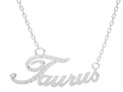 Taurus Zodiac Pendant Necklace 3dm stl render detail 3D print model