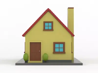 Cartoon House 3D model 12