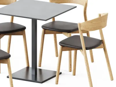 Table Dado S70 by Mobliberica and Wooden Chair Tube by Miniforms 3D model