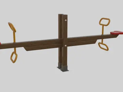 Wooden Seesaw Teeter Totter - 01 Playground Low-poly 3D model