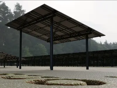 Solar Module Field Table Low-poly 3D model