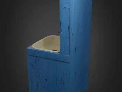 Retro washbasin Low-poly 3D model