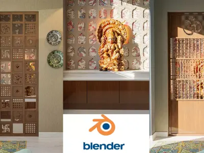 Temple Door Designs and Lakshmi Devi Statue Free 3D model