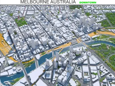 Melbourne Downtown Australia Low-poly 3D model