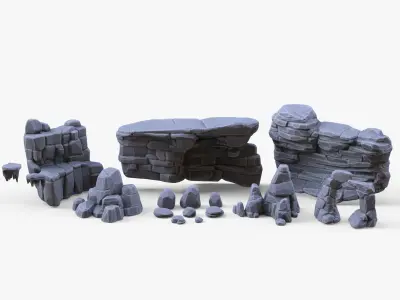 Stylized Stone Rock Pack Low-poly 3D model