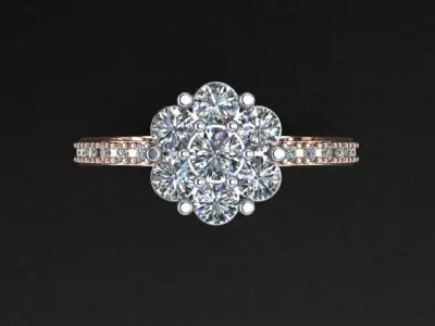 Engagement ring  with  gems CNC model or 3D print model