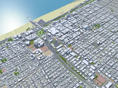 Santa Monica Downtown California USA Low-poly 3D model