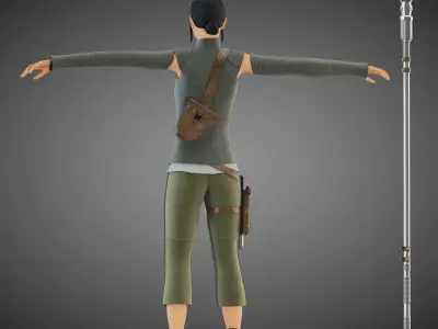 Star Wars Rey T-pose 3D model
