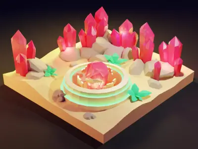 Crystal Desert Low-poly 3D model